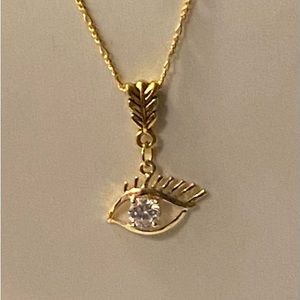 NEW 16K Gold Plated Cubic Zirconia Evil Eye